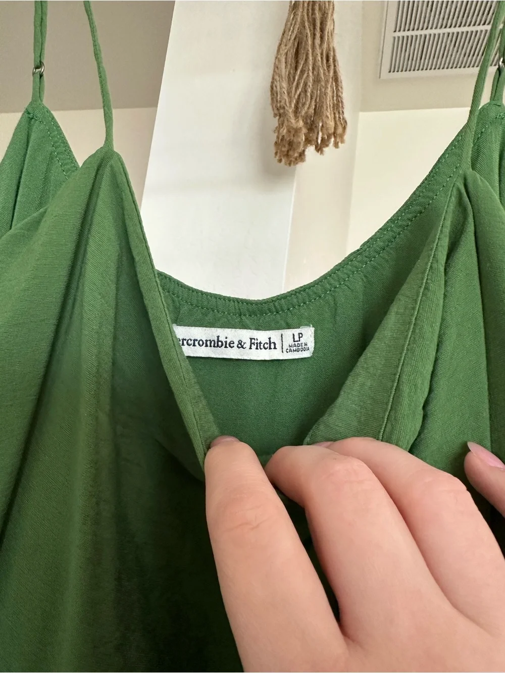 Abercrombie & Fitch Olive Green Tiered Midi Dress